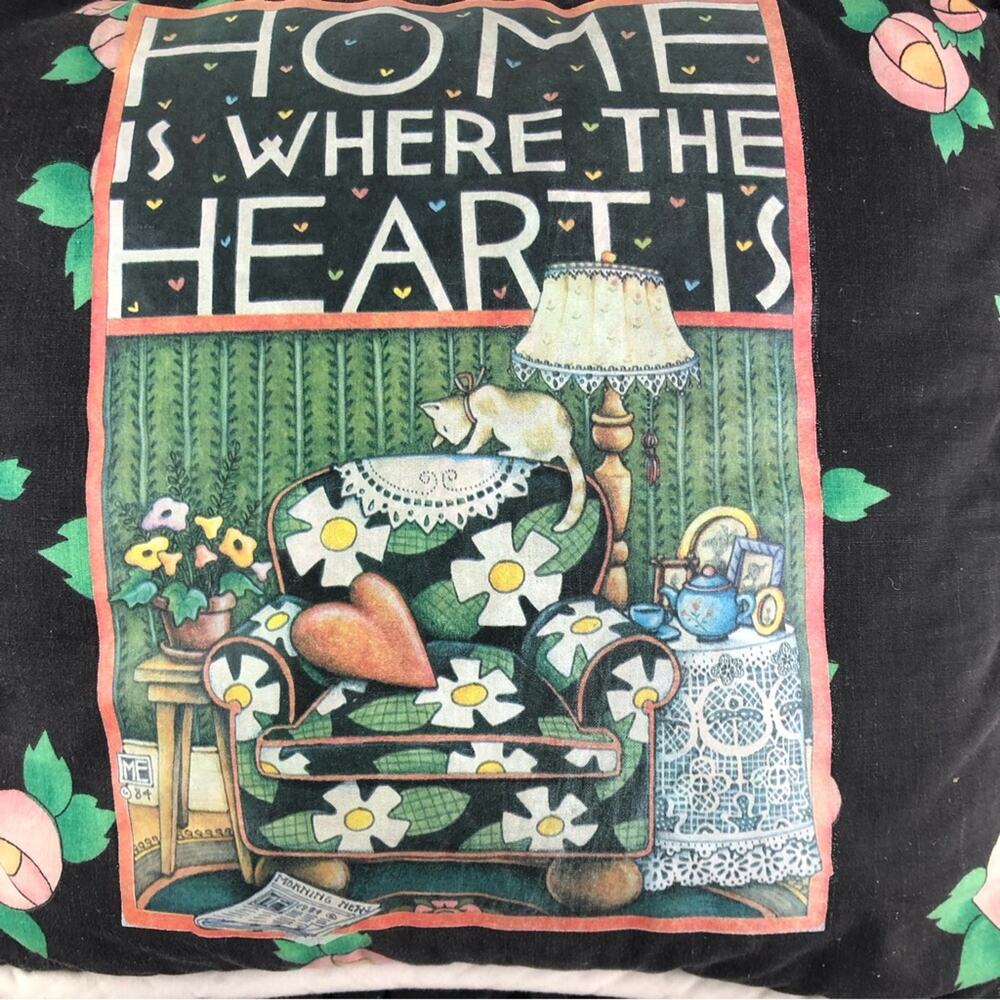 Vintage Mary Engelbreit Home Is Where The Heart Is Ruffle Pillow - Picture 5 of 5